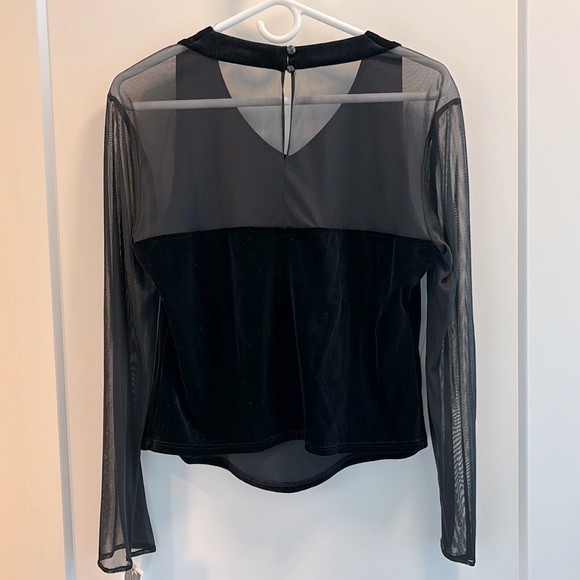MSK Velvet Black Sheer Sleeve Blouse - Picture 3 of 6